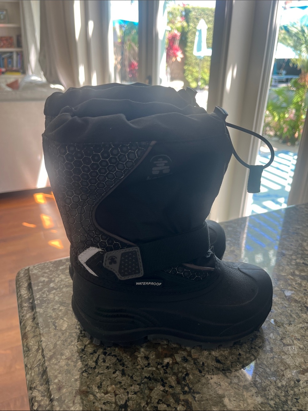 Kamik Kids Black Waterproof Snow Boots with Reflective Accents